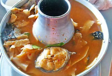 Catfish and bamboo shoots in Thai sour and spicy curry with tamarind paste